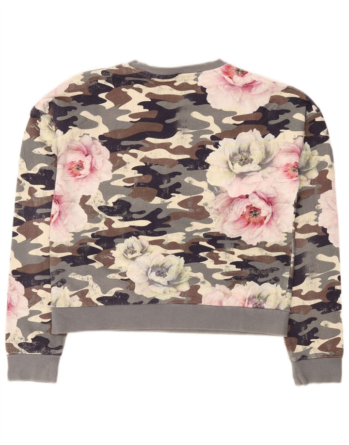 Damska bluza GUESS Crop Graphic Jumper UK 16, duży, szary, kamuflaż