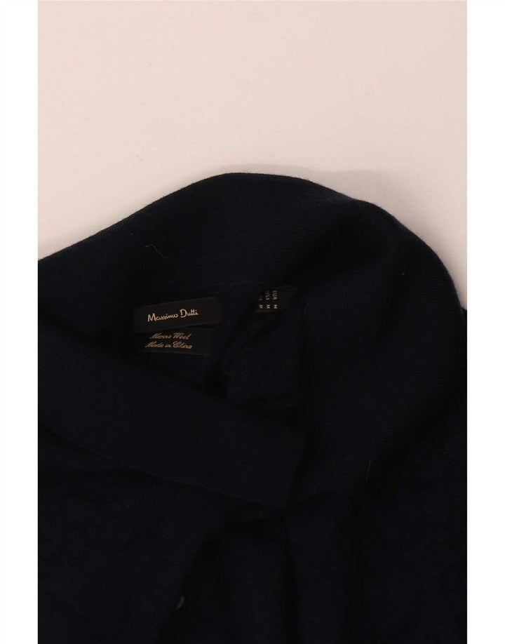 Męski sweter polo Massimo Dutti, średni granatowy wełniany