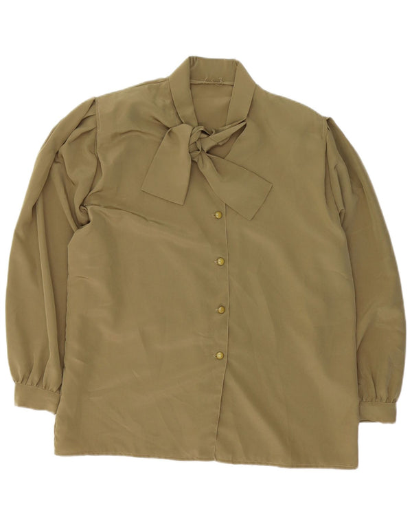 Damska bluzka koszulowa VINTAGE wiązana z przodu UK 18 XL Khaki