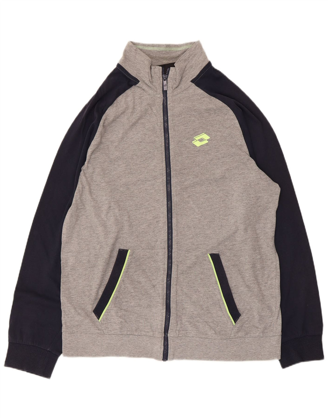 LOTTO Mens Tracksuit Top Jacket Large Grey Colourblock Cotton