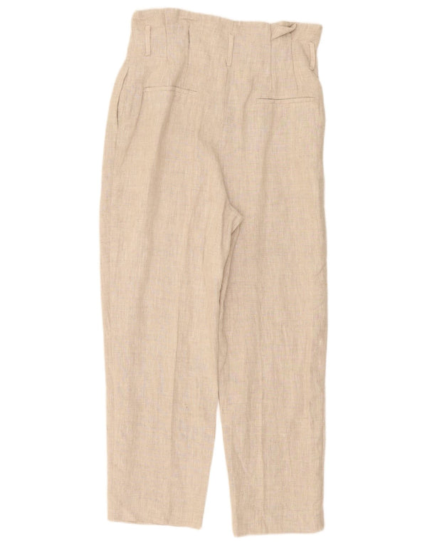Damskie spodnie chino z wysokim stanem Zara, średnie W30 L26, beżowe, lniane