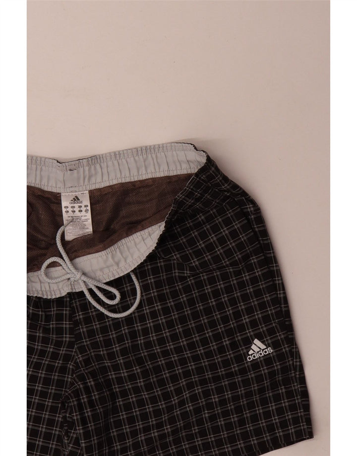 Męskie spodenki kąpielowe Adidas, średnie, czarne, poliestrowe w kratkę