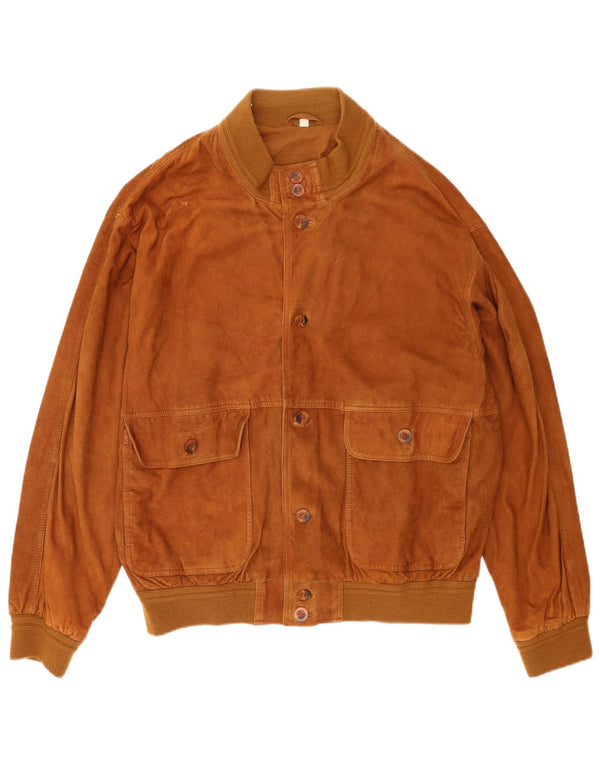 Vintage męska zamszowa kurtka bomber UK 40 duża brązowa skóra