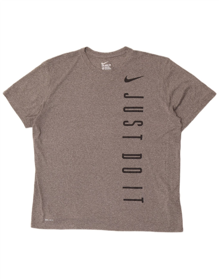 Męski T-shirt Nike Dri Fit z grafiką, 2XL, szary poliester