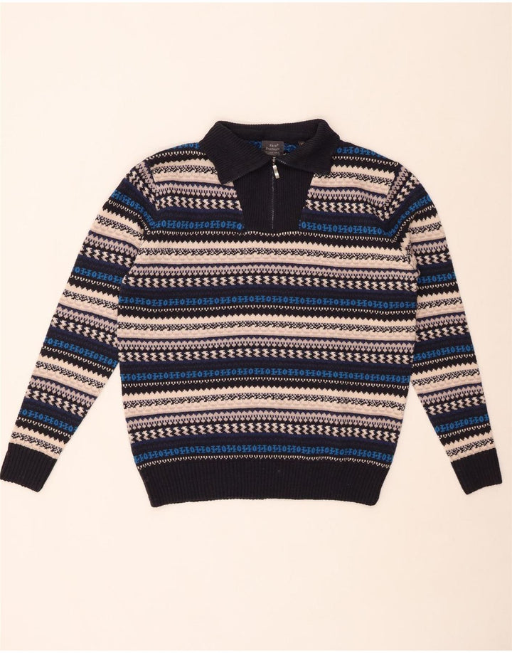 Męski sweter z zamkiem w stylu VINTAGE, średni, wielobarwny, akrylowy, w paski