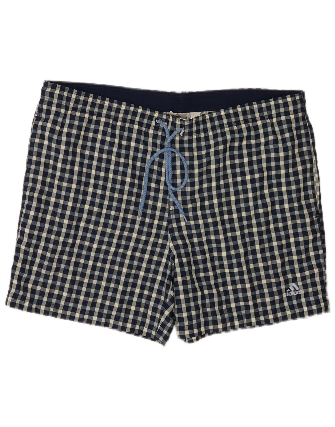 Męskie spodenki kąpielowe Adidas Regular, duże, niebieskie, poliestrowe w kratę