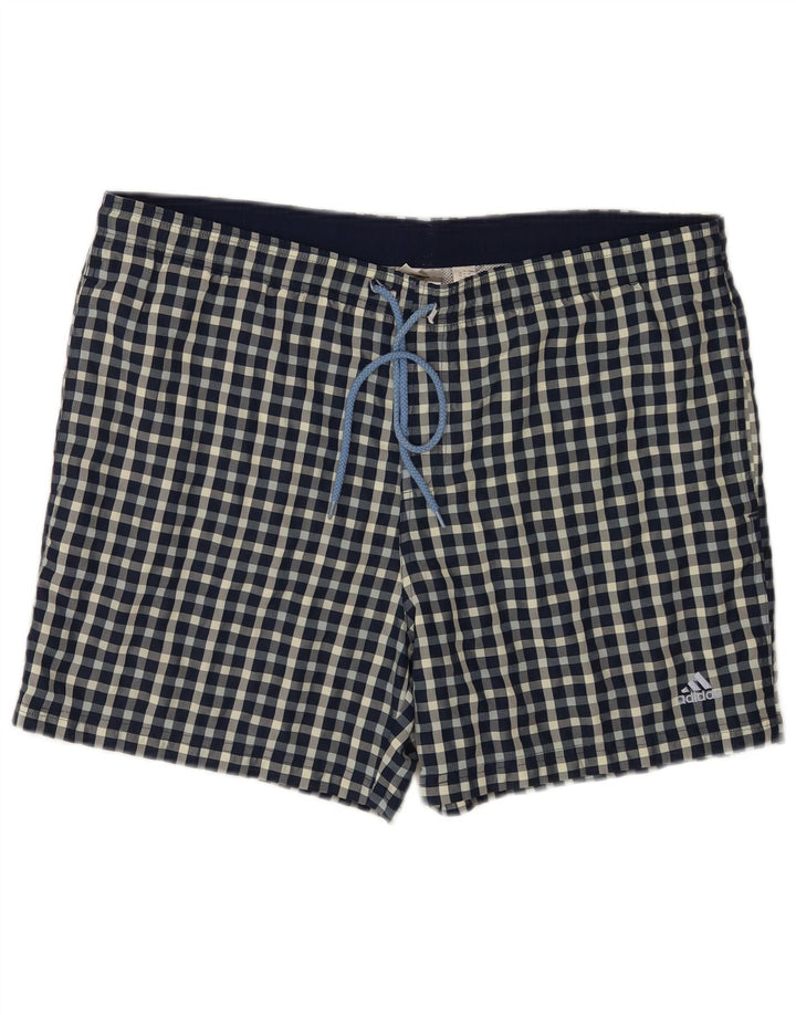 Męskie spodenki kąpielowe Adidas Regular, duże, niebieskie, poliestrowe w kratę