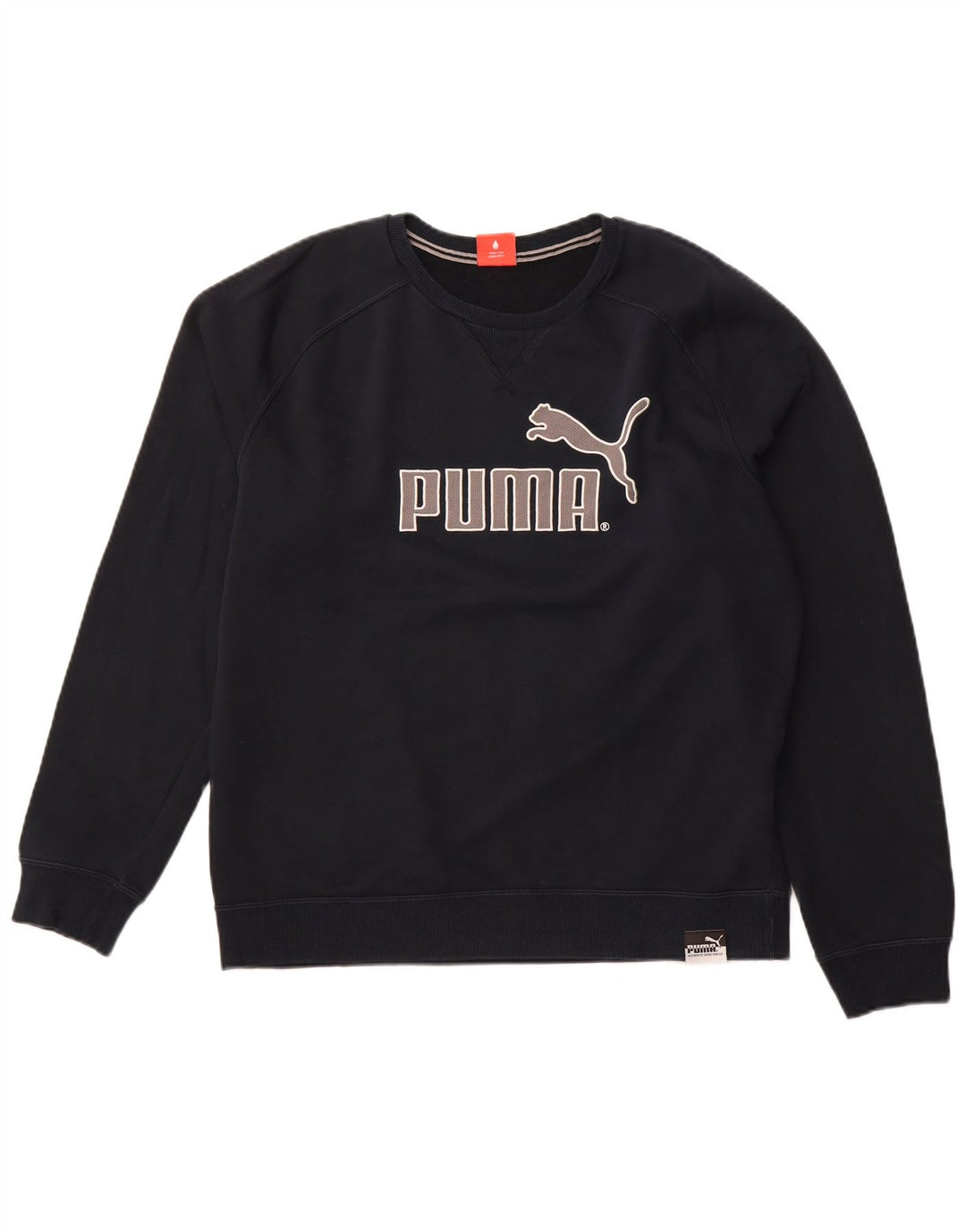 Męski sweter z grafiką PUMA, duży, granatowy, bawełniany