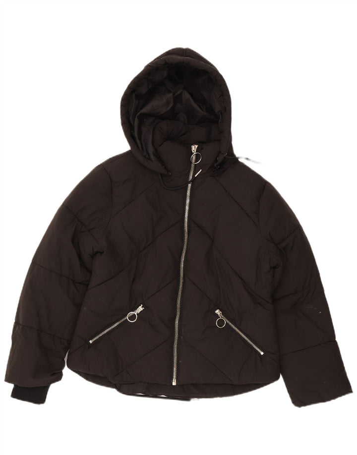 Topshop damska Petite z kapturem, oversize, wyściełana kurtka UK 8, mała czarna