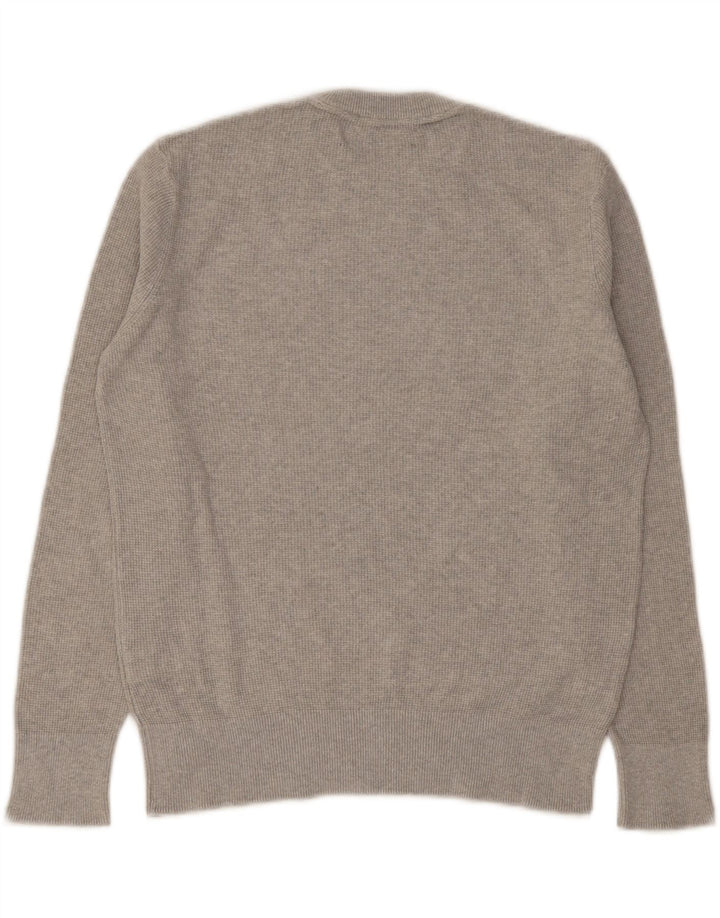 Męski sweter z okrągłym dekoltem Zara, mały, szary, bawełniany