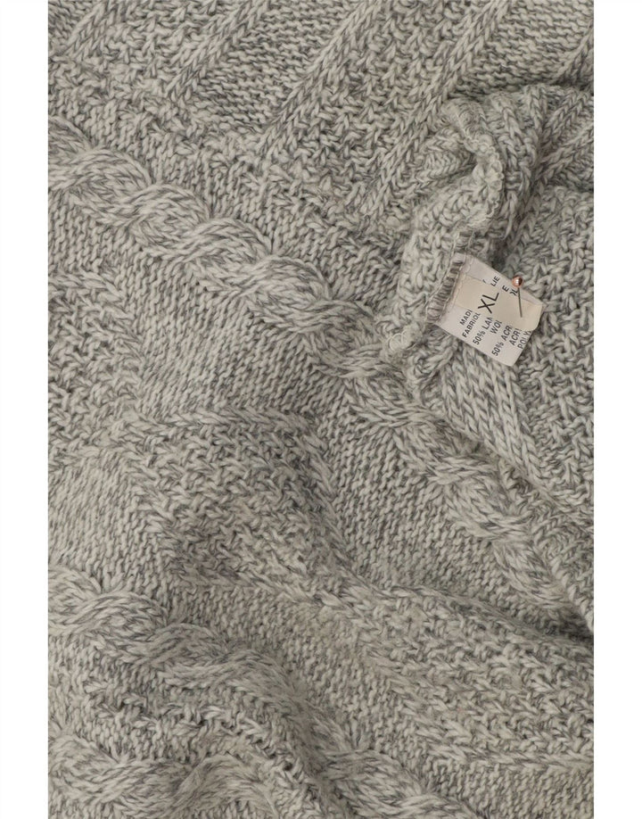 Męski sweter zapinany na zamek w stylu VINTAGE XL, szara wełna