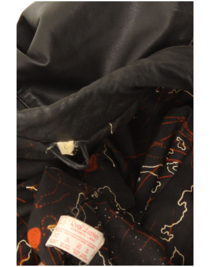 Vintage damska kurtka skórzana oversize UK 16, duża czarna skóra
