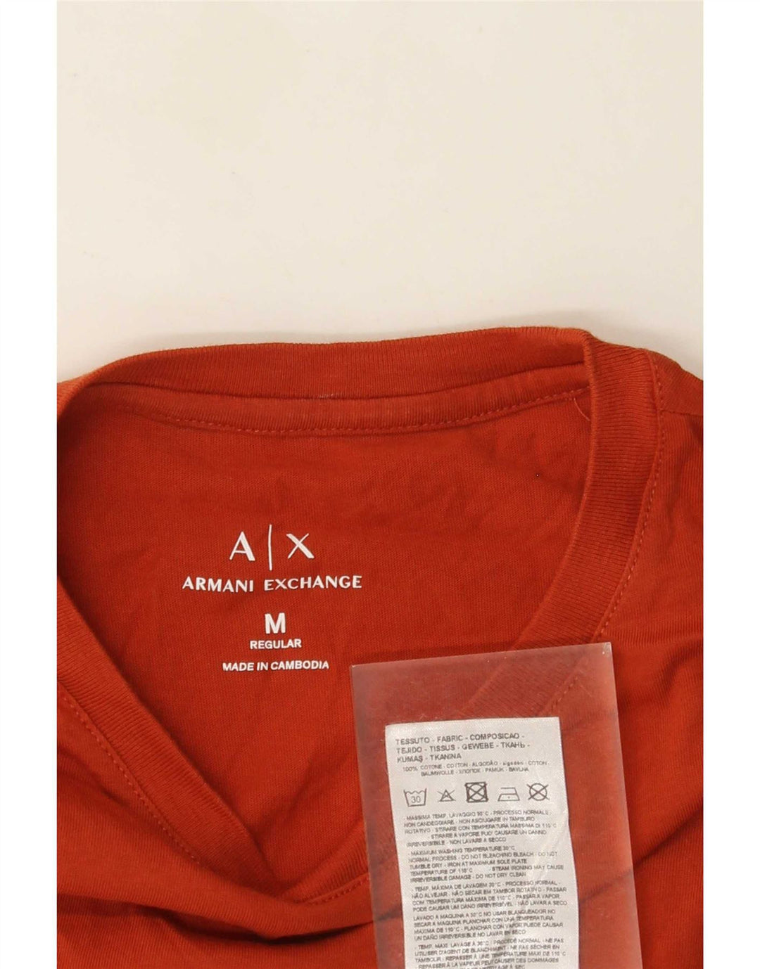 Męska koszulka Armani Exchange o regularnym kroju, średnia, pomarańczowa bawełna