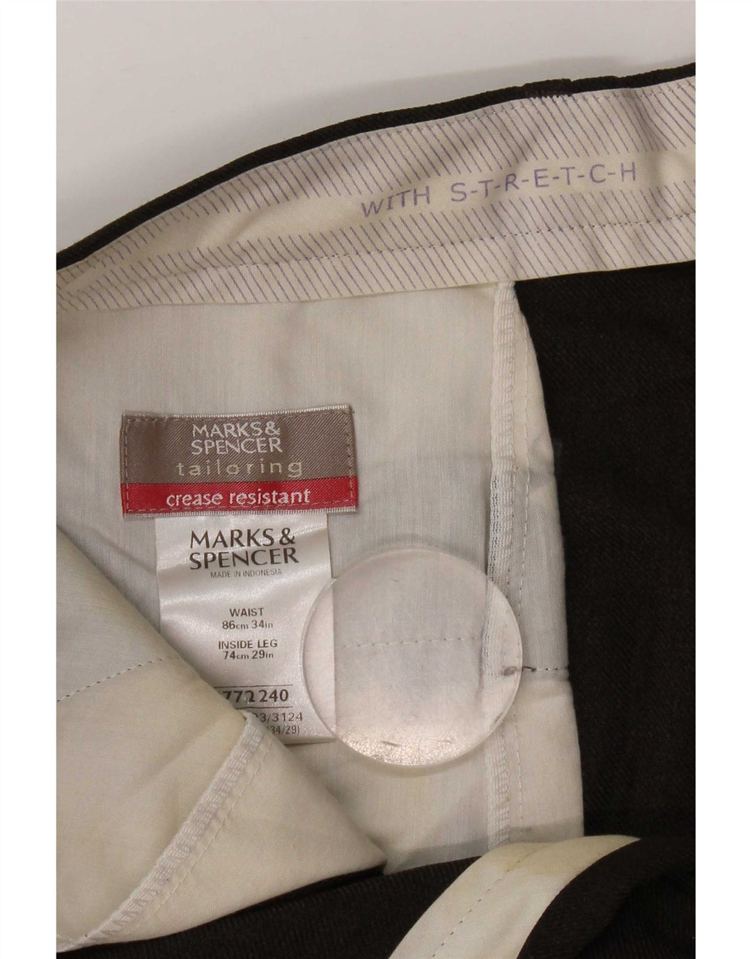 Męskie proste spodnie chino Marks & Spencer W34 L29 Brązowy poliester