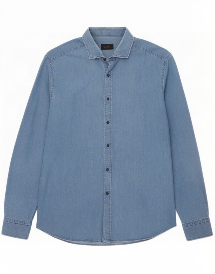 Męska koszula dżinsowa Massimo Dutti XL niebieska bawełniana