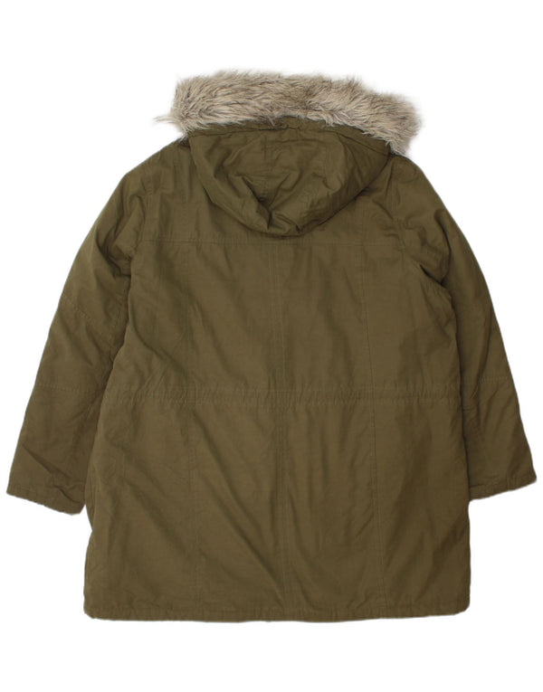 Damska kurtka parka z kapturem Marks & Spencer, UK 18 XL, khaki, poliester