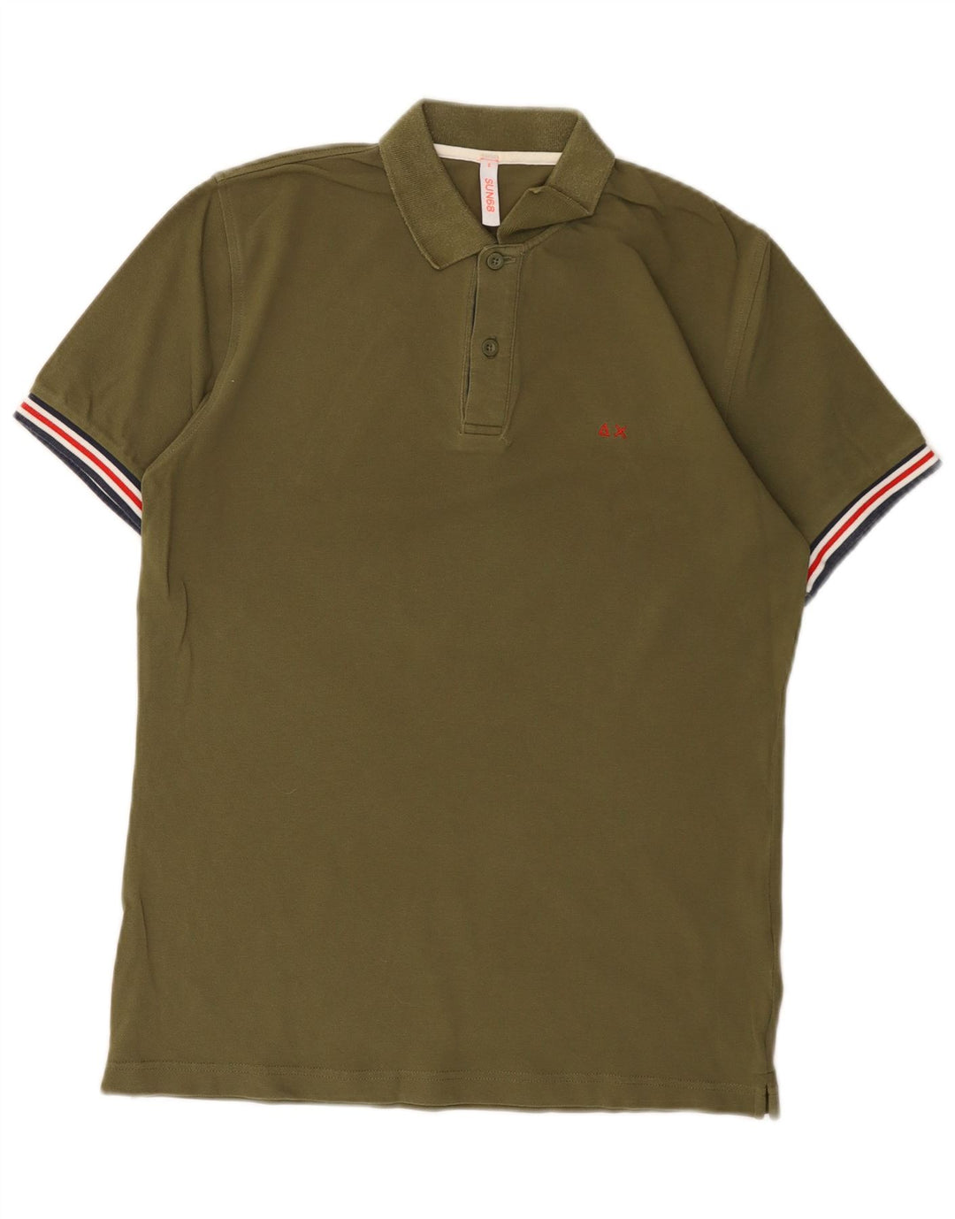 Męska koszulka polo Sun68, mała, bawełniana khaki