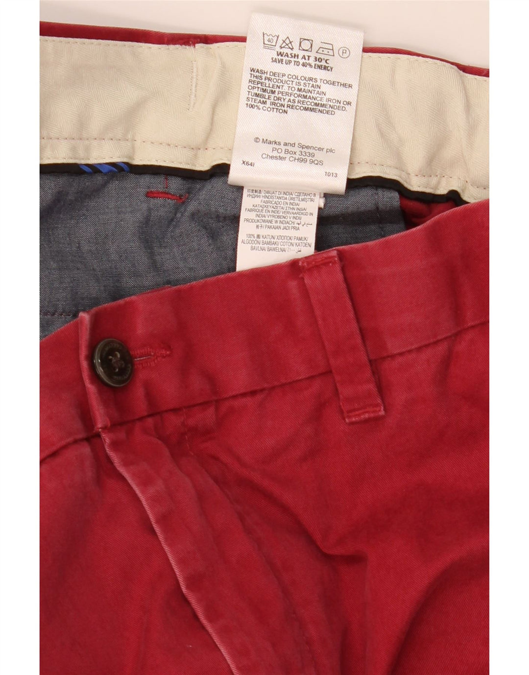 Męskie spodnie Chino Marks & Spencer Blue Harbor Straight W42 L29 Czerwone