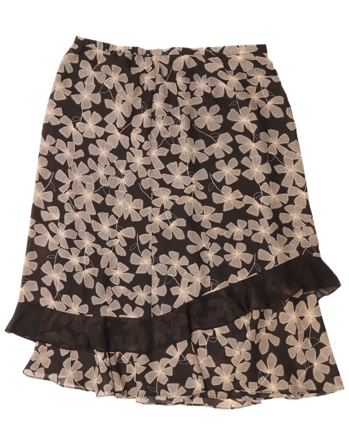 Prosta spódnica damska w stylu vintage UK 22 3XL W40 Czarny kwiatowy poliester