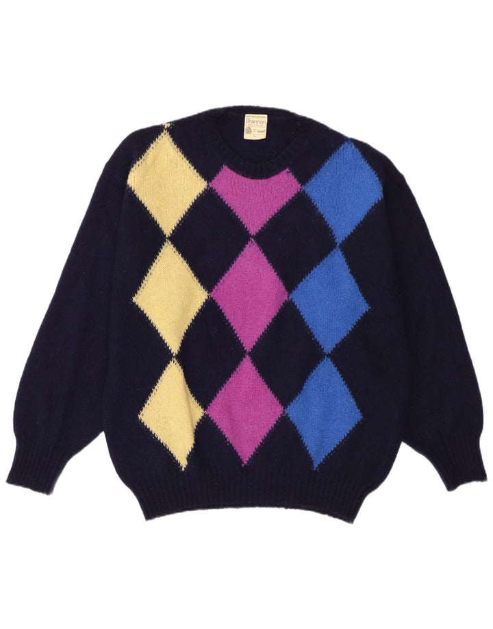 Shannon Męski sweter z okrągłym dekoltem, duży granatowy Argyle/Diament