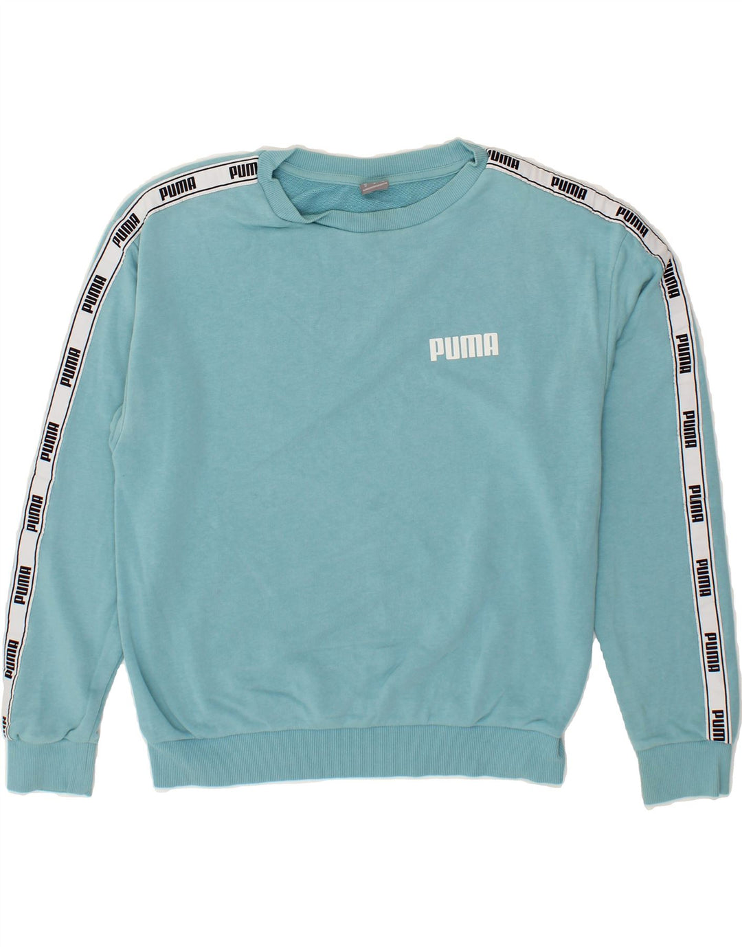 PUMA Womens Graphic Sweatshirt Jumper UK 16 Large Blue Vintage Puma and Second-Hand Puma from Messina Hembry 