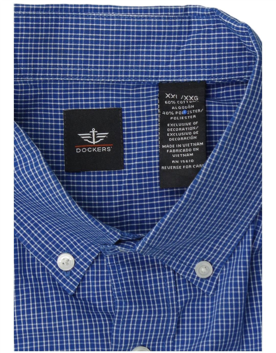 DOCKERS Mens Shirt 2XL Blue Check Cotton
