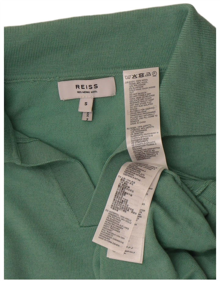 Męska koszulka polo z krótkim rękawem Reiss, mała, zielona wełna