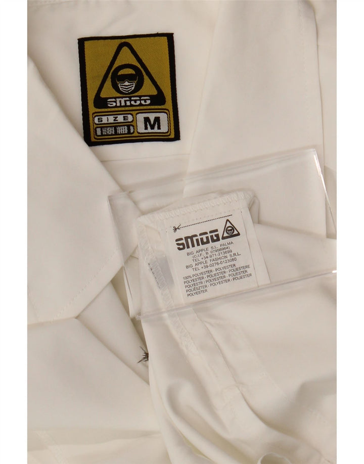 SMOG Mens Short Sleeve Shirt Medium White Floral Polyester Vintage Smog and Second-Hand Smog from Messina Hembry 