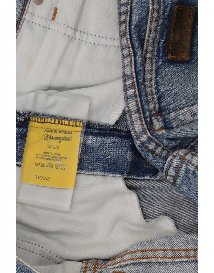 Męskie jeansy Wrangler Texas w trudnej sytuacji, proste W36 L32, niebieska bawełna