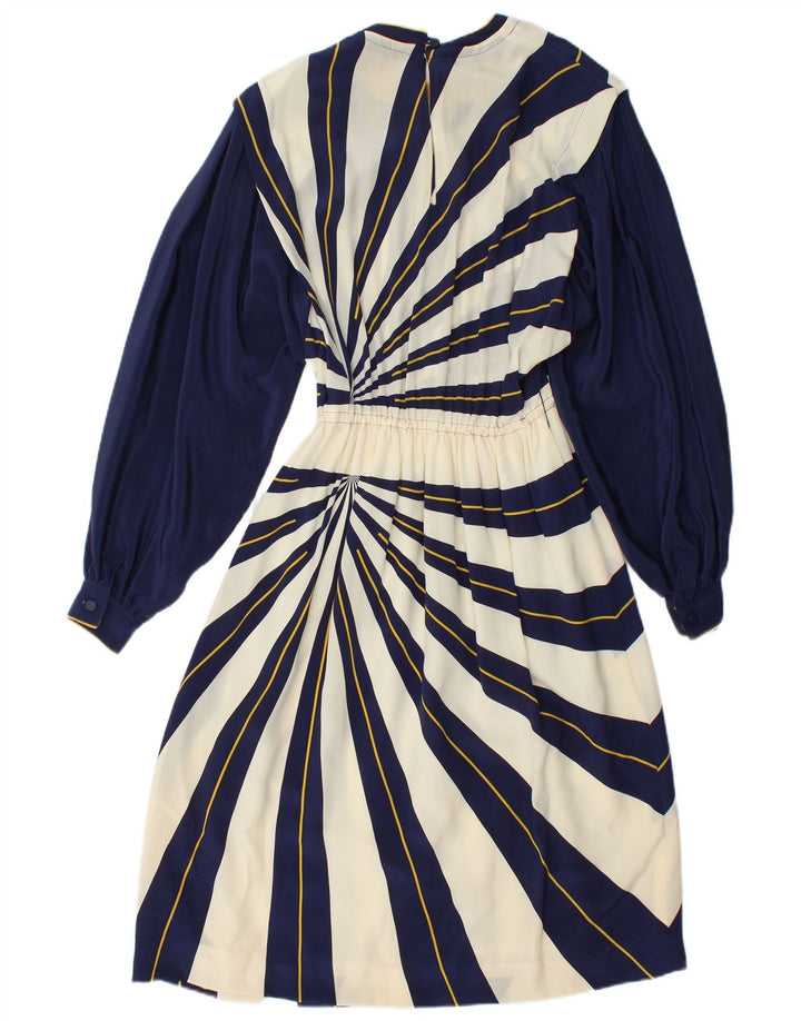 Damska sukienka o linii A z długim rękawem VINTAGE IT 42 Średni granat w paski