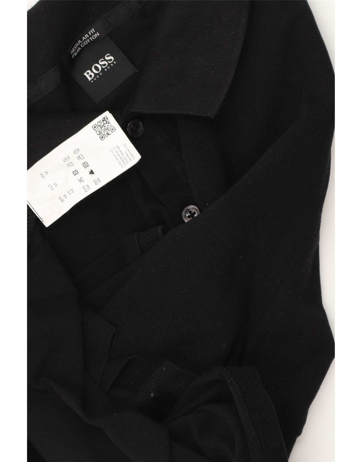 Męska koszulka polo Hugo Boss o regularnym kroju, średnia czarna, bawełniana
