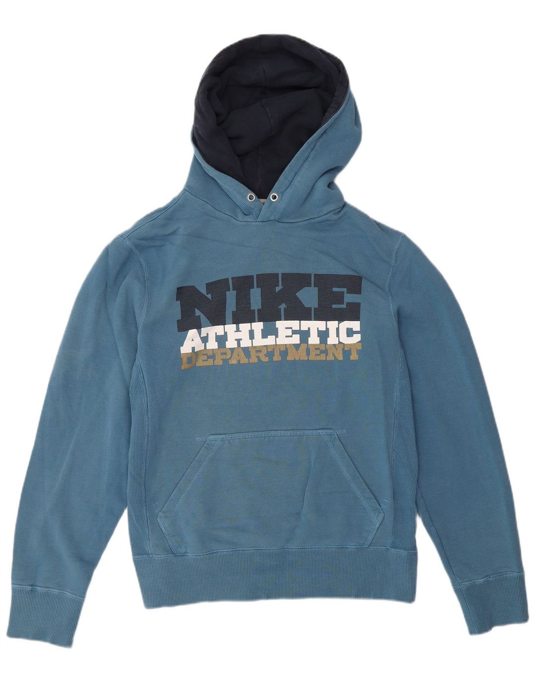 Męski sweter z kapturem NIKE z grafiką, mały, niebieski, bawełniany