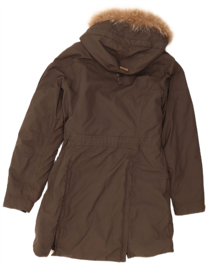 Damski płaszcz z kapturem, oversize, ocieplany Icepeak, EU 36, mały, khaki, poliamid