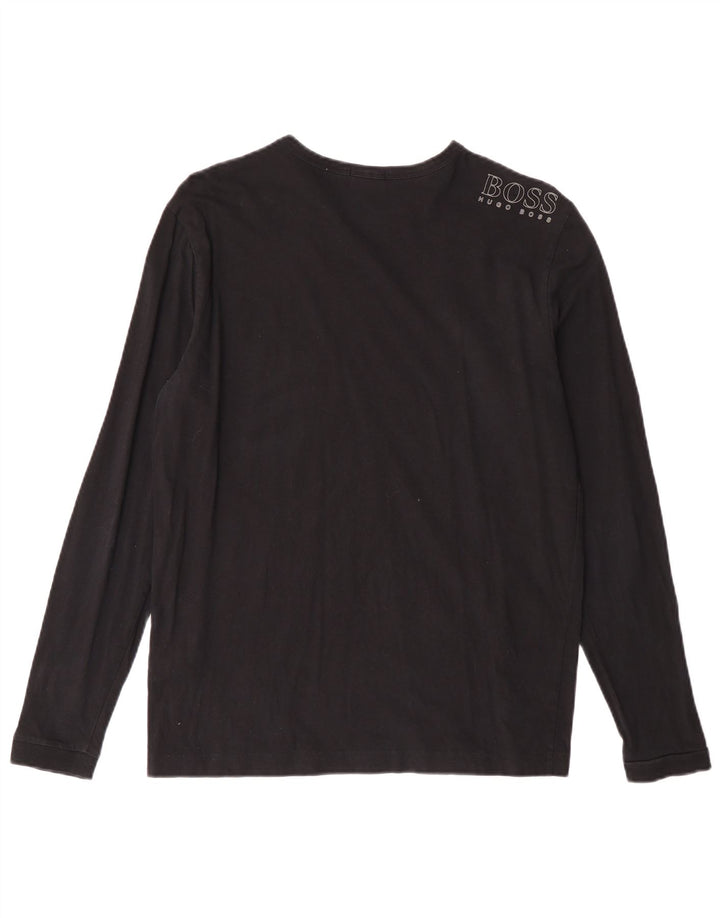 Męski top o regularnym kroju HUGO BOSS z długim rękawem, mały, czarny, bawełniany