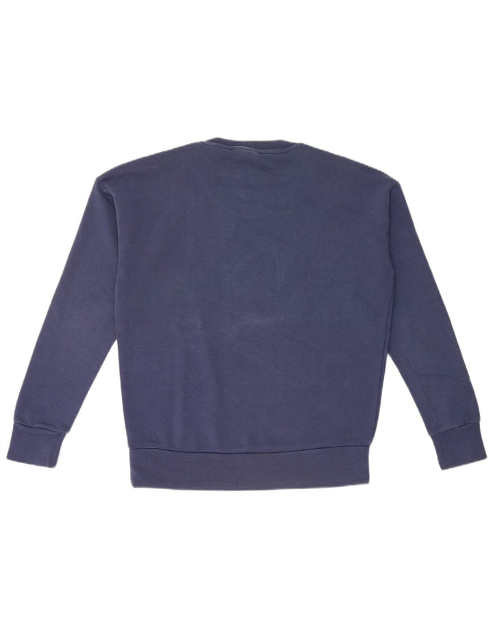 ADIDAS Womens Oversized Graphic Sweatshirt Jumper UK 8/10 Small Navy Blue