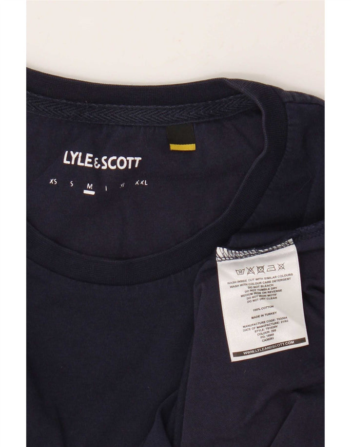 Męska koszulka z grafiką Lyle & Scott, średnia, granatowa, bawełniana