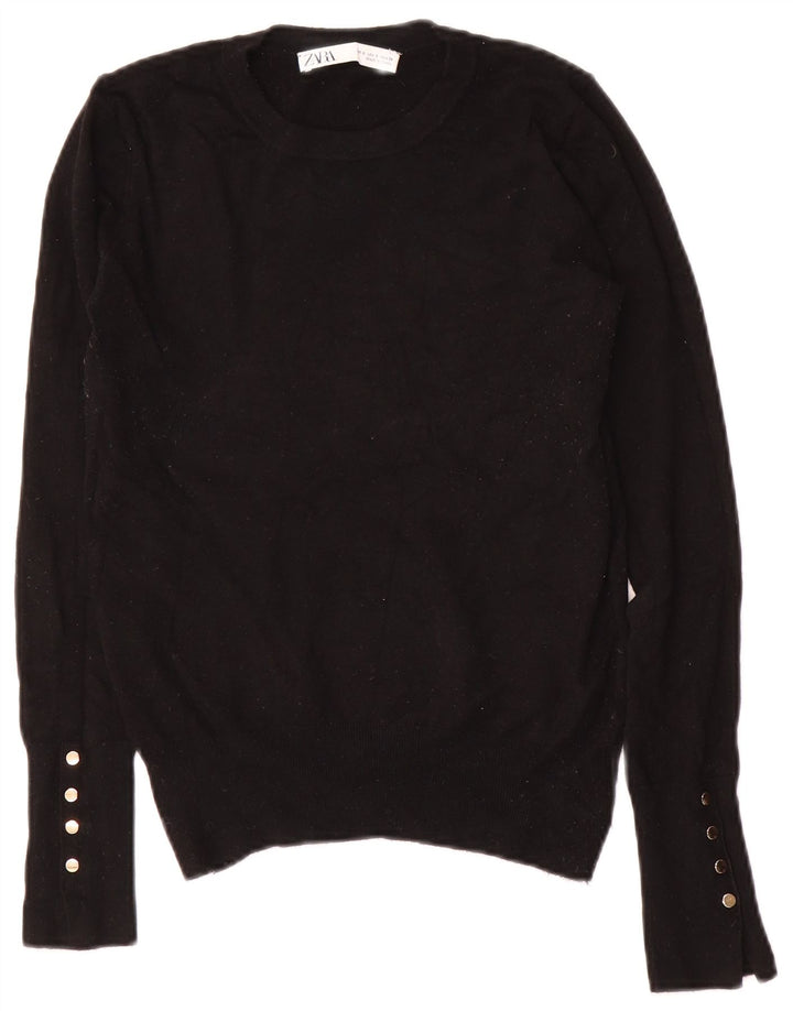 Sweter damski Zara z okrągłym dekoltem UK 10, mały, czarny