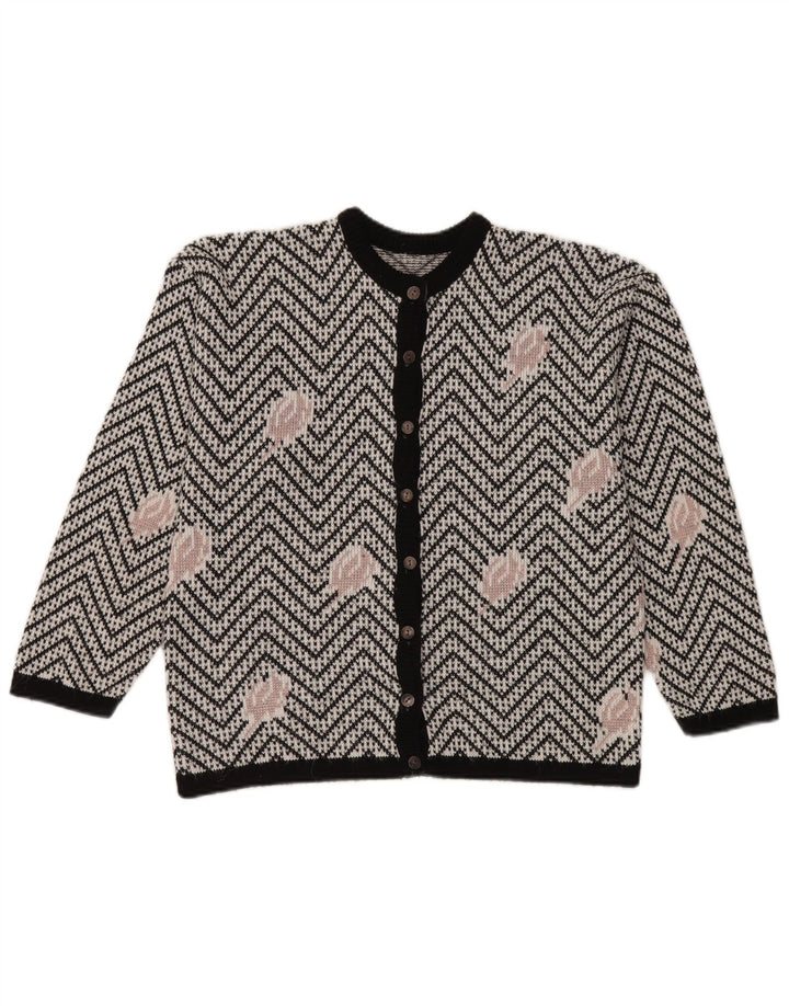 Sweter damski w stylu vintage, UK 16, duży, biały Chevron