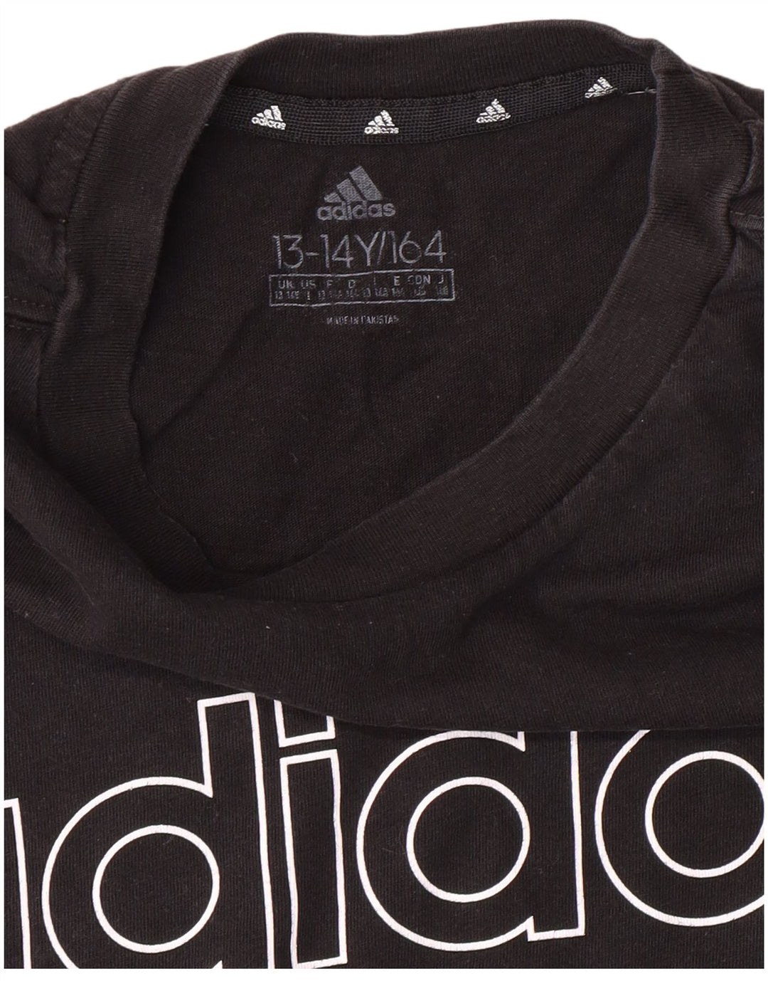 ADIDAS Boys Graphic T-Shirt Top 13-14 Years Black