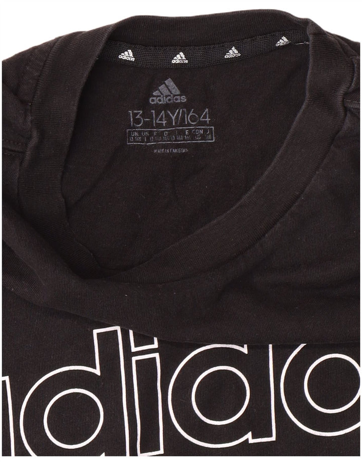 ADIDAS Boys Graphic T-Shirt Top 13-14 Years Black