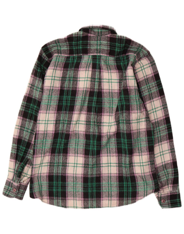 Męska koszula flanelowa w stylu vintage, średnia wielokolorowa wełniana kratka