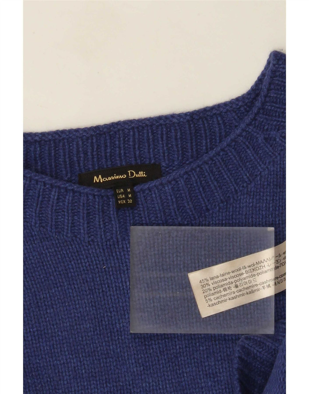 Sweter damski Massimo Dutti z dekoltem w łódkę UK 14 Średni granatowy wełniany