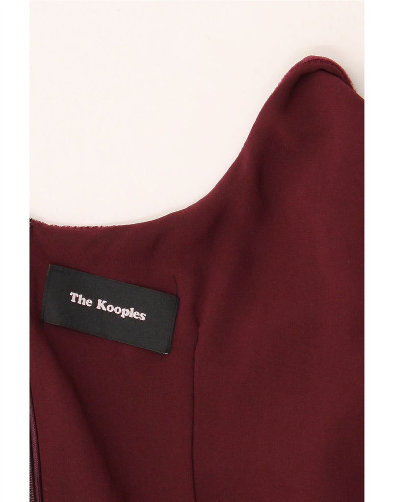 THE KOOPLES Womens Velvet 3/4 Sleeve A-Line Dress UK 12 Medium Burgundy Vintage The Kooples and Second-Hand The Kooples from Messina Hembry 