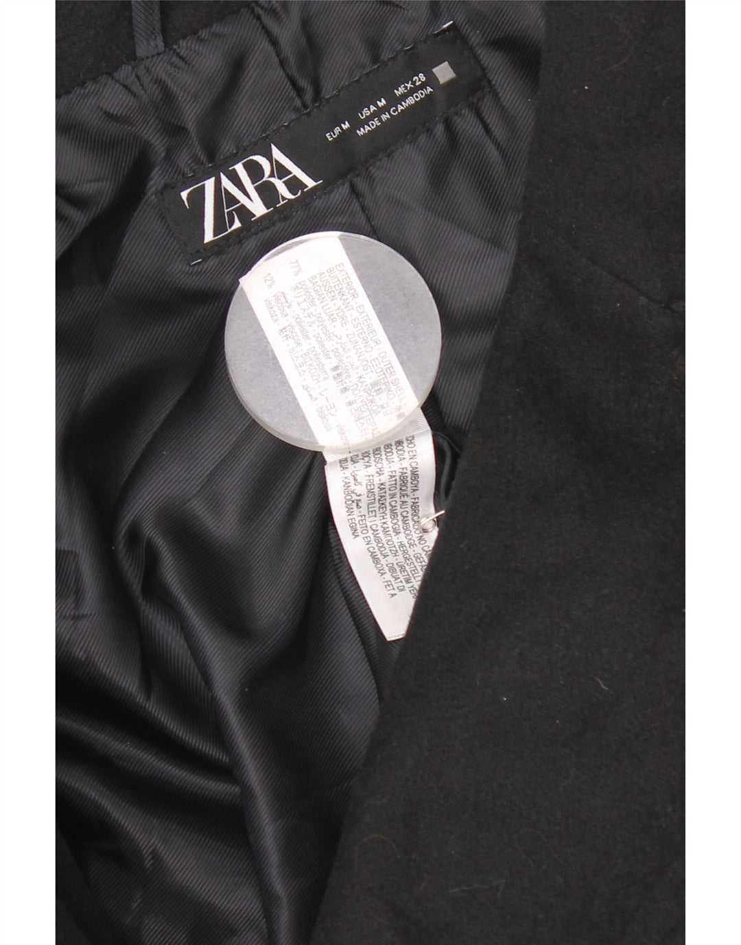 Damski płaszcz oversize Zara w kolorze groszku UK 14, średni granatowy poliester