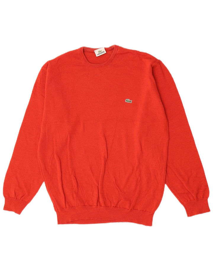 Męski sweter Lacoste z okrągłym dekoltem, rozmiar 6 XL, czerwona dziewicza wełna