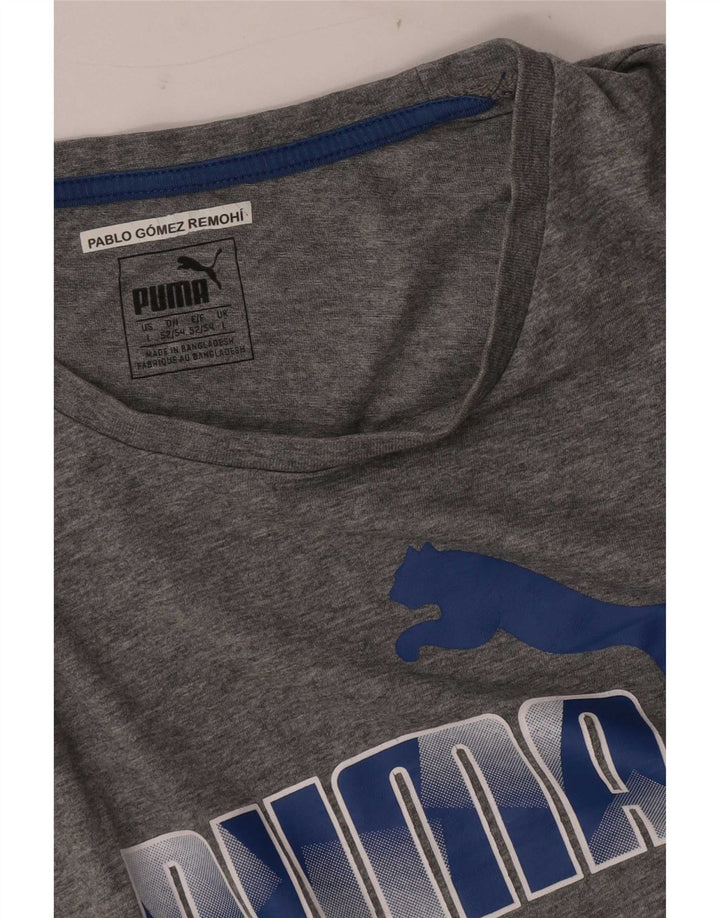 Męski T-shirt z grafiką Puma, duży, szary, nakrapiany