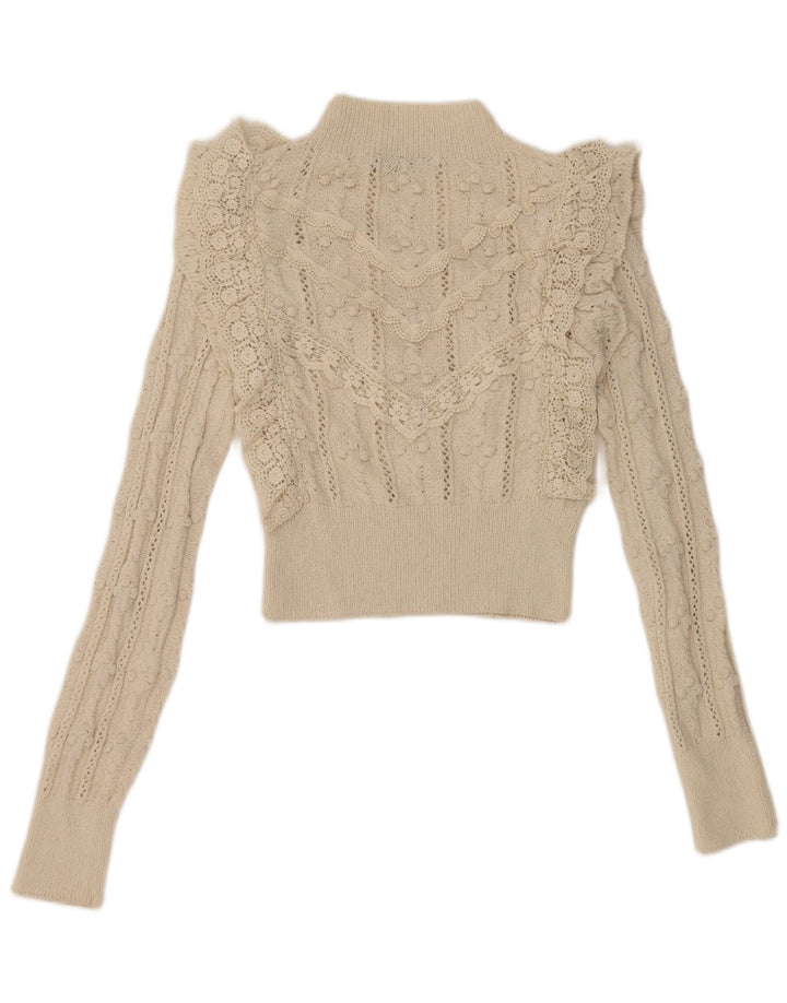Damski sweter z golfem Zara UK 10, mały, w kolorze złamanej bieli