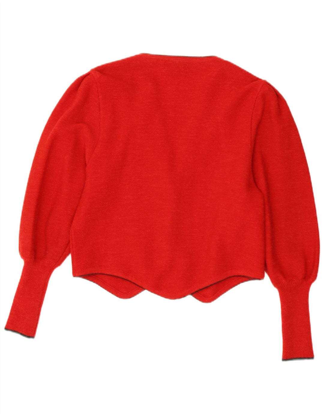 Sweter damski w stylu vintage, EU 42, duży, czerwony, wełniany w kwiaty