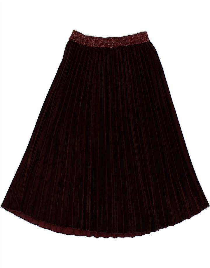 SISLEY Womens Pleated Skirt Small W28 Burgundy Polyester Vintage Sisley and Second-Hand Sisley from Messina Hembry 
