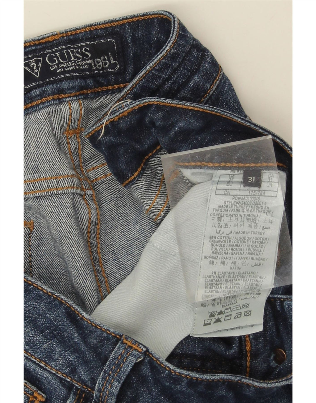 GUESS Womens Slim Jeans W31 L29 Navy Blue Cotton Vintage Guess and Second-Hand Guess from Messina Hembry 
